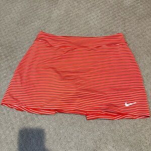 Nike Golf Red and White Striped Pleated Athletic Skirt